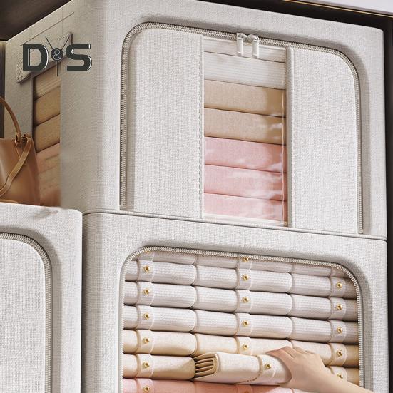 Контейнеры для хранения одежды с металлическим каркасом, штабелируемые ящики для хранения, застежка-молния, организация шкафа, складные контейнеры для хранения одежды с крышками