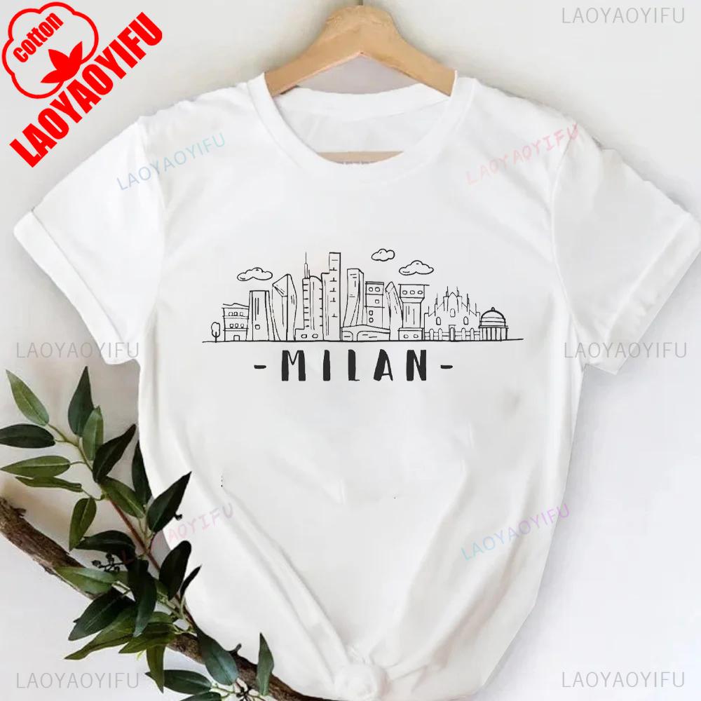 MILANO ITALY Футболка с принтом букв, с круглым вырезом, повседневная, с коротким рукавом, для весны и лета, женская одежда, День святого Валентина