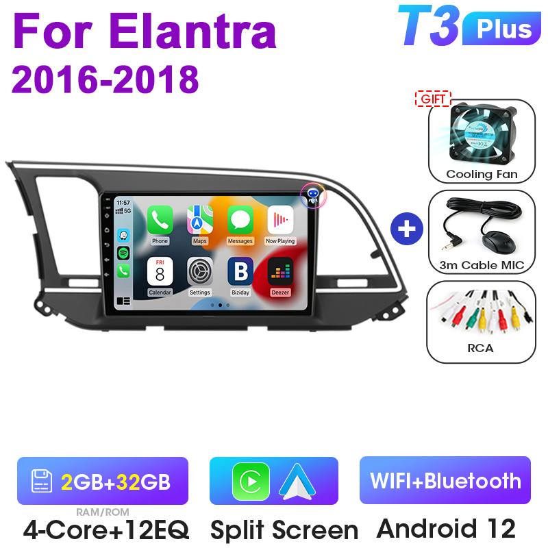 2 Din Android 12 автомобильное радио для Hyundai Elantra 6 2016-2018 мультимедийный видеоплеер GPS 4G Carplay авто стерео DVD QLED головное устройство
