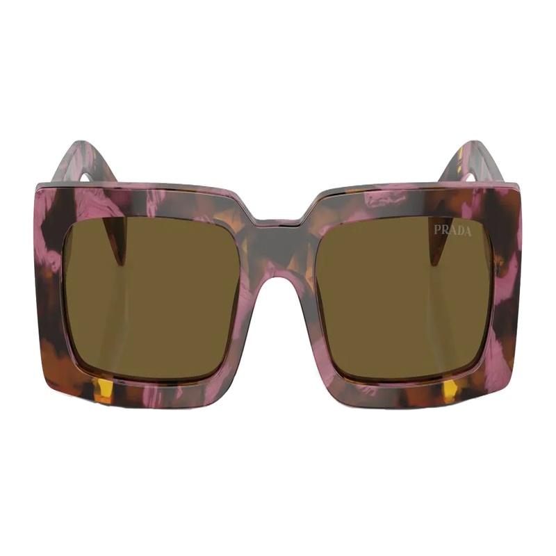 Prada Солнцезащитные очки женские розовые, прямоугольные, из ацетата, с логотипом на дужках