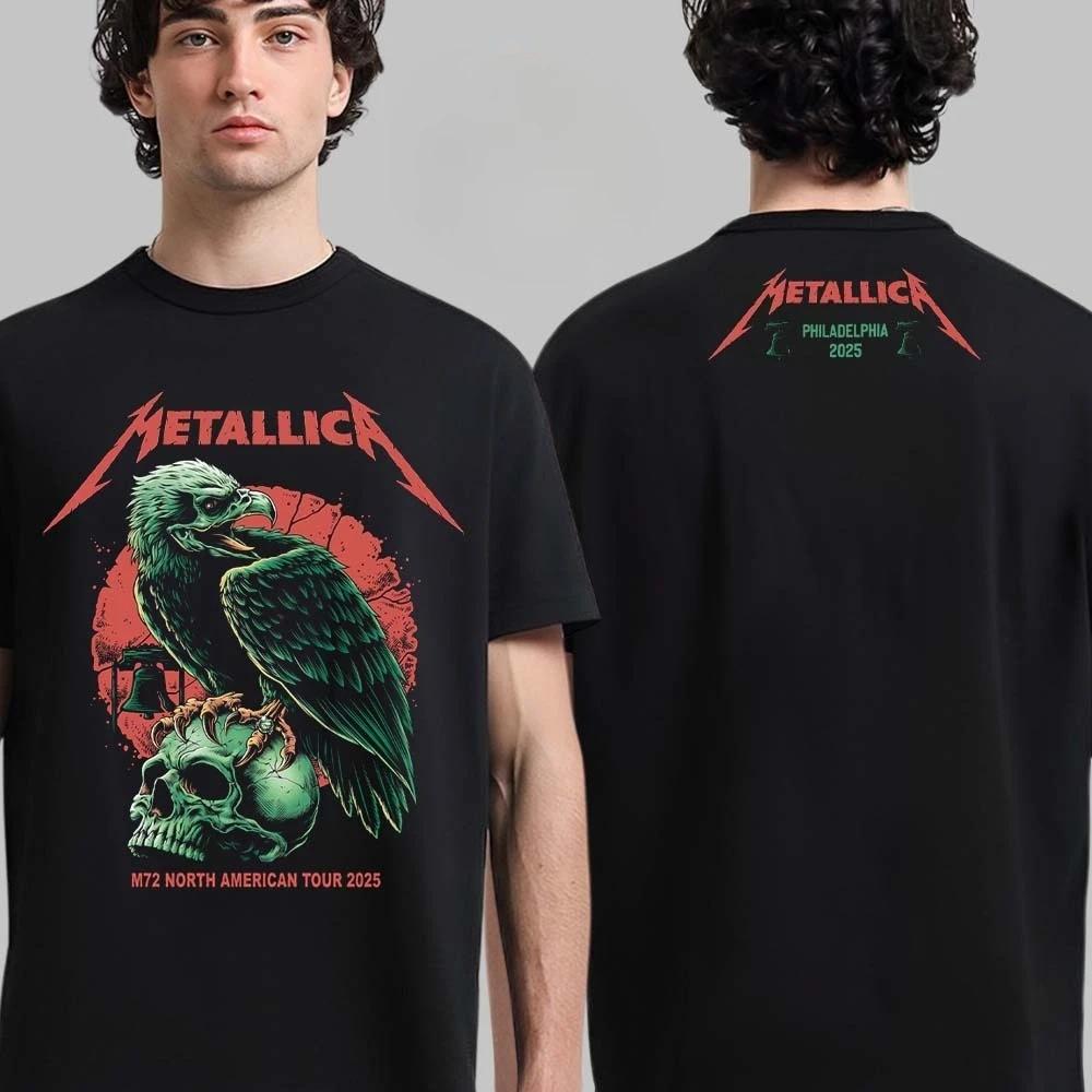 Metallica M72 Мировой Тур Возвращается в Европе 2026 Расписание Даты Тура Двусторонняя Унисекс Футболка Мужская Повседневная Y2K Футболка из Чистого Хлопка