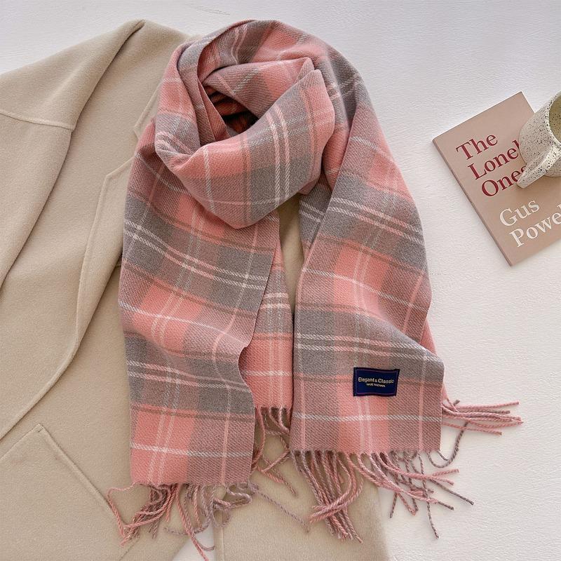 Осень и зима новый универсальный шарф женский утолщенный вязаный толстый бахромчатый теплый шарф имитация кашемира шаль