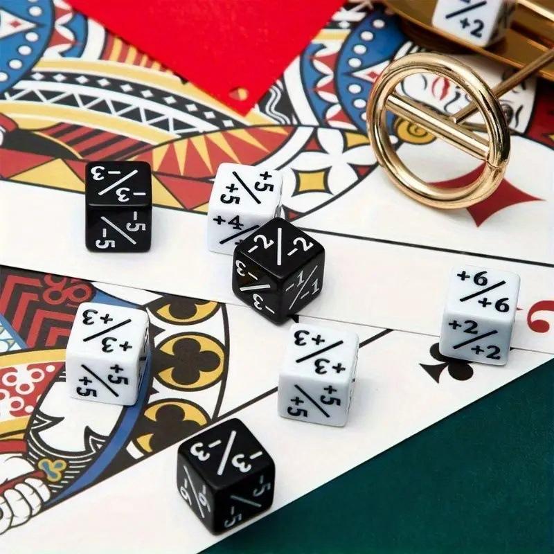 10Pcs 16mm 6 Side Dice Counters +1/1 Counting Dice And Dual Color Positive And Negative Compatible With Card Game Accessories