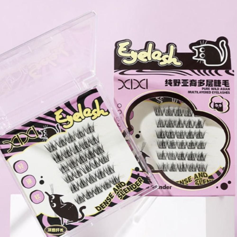 DIY Креативные Накладные Ресницы Кошачий Глаз Наращивание Ресниц Индивидуальные Кустовые Ресницы Женщины