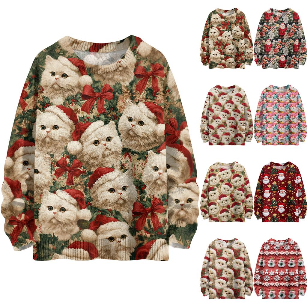 Christmas Sweatshirts For Women Knit Sweater Cute Shirt Fall Crewneck Pullover Tops