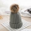 WTEMPO Windproof Detachable Faux Fur Ball Caps Poms Winter Solid Color Warm Woolen Hats Women Knitted Beanies Hats