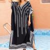 Ethnic Style Printed Resort Robe Large Size Beach Sunscreen Shirts Bikini Outer Cover Shirts Women's Casual Dresses
