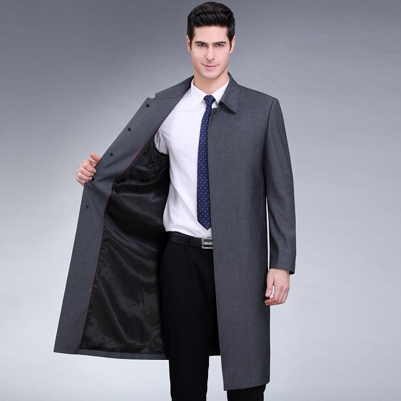 Мужская шерстяная ветровка для мужчин среднего и пожилого возраста, мужская деловая повседневная длинная куртка, осенняя одежда, мужская одежда для папы, увеличенная, высокого класса, топ