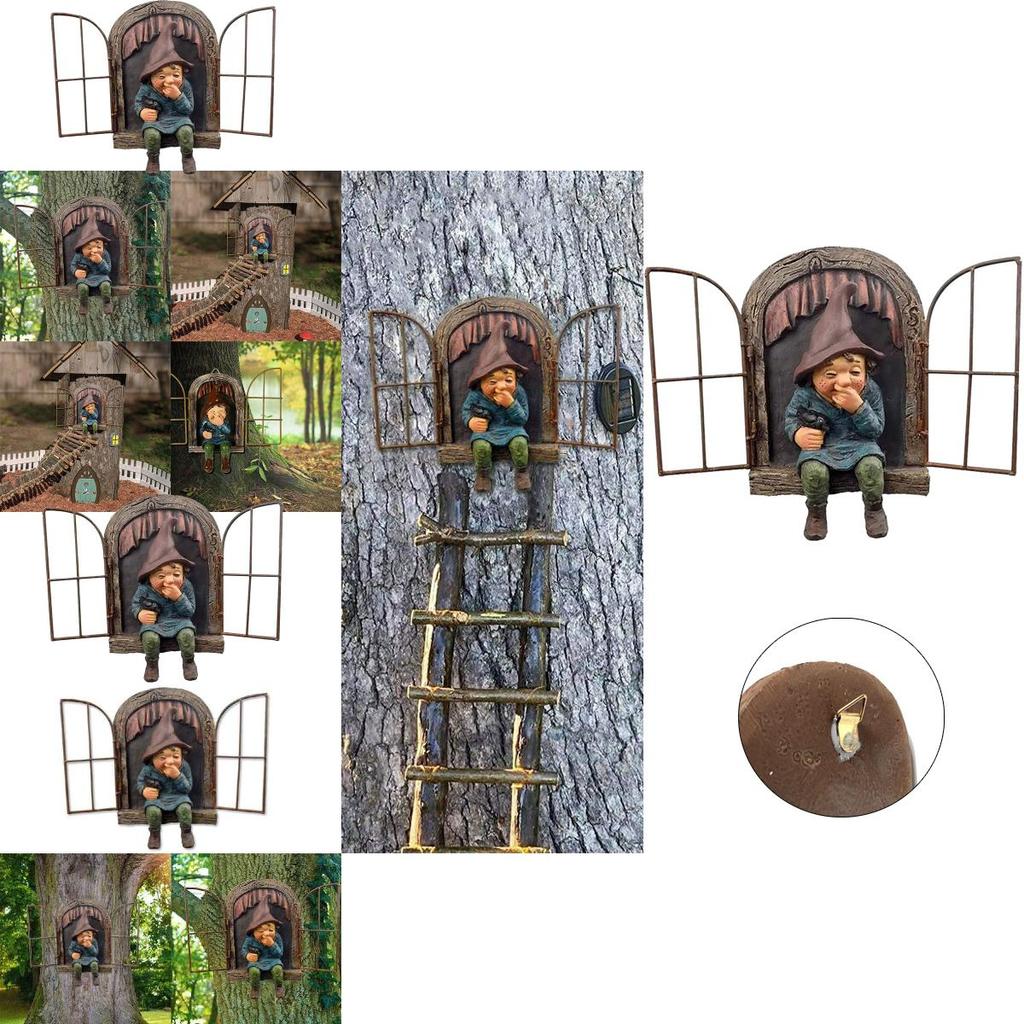 Эльф За Дверь Озорной Гном Садовая Статуя Обниматель Деревьев Уличный Декор Двора Восхитительная Скульптура