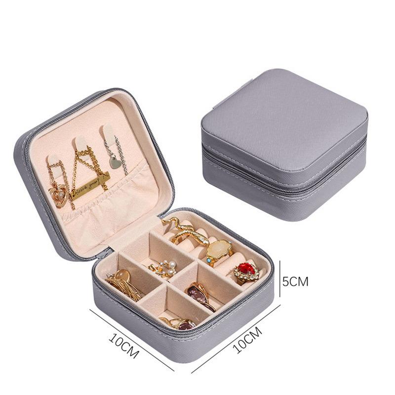Portable Jewelry Storage Box Jewelry Organizer Display Travel Jewelry Case Boxes Button Leather Zipper Jewelers Joyero