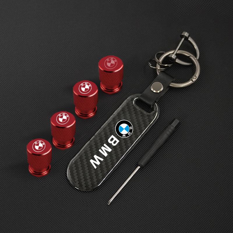 Carbon fiber Tire Valve Stems Cap Keychain Style Wheel Air Valve Cover For BMW X1 X2 X3 X4 X5 X6 X7 GT E53 E70 E71 F25 E84 M