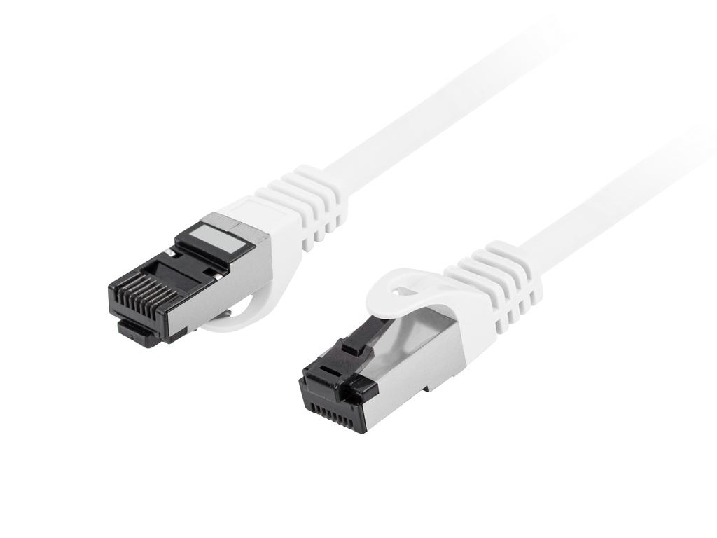 Przewód kabel internetowy lan rj45 patchcord kat.8.1 sftp biały 0,25m