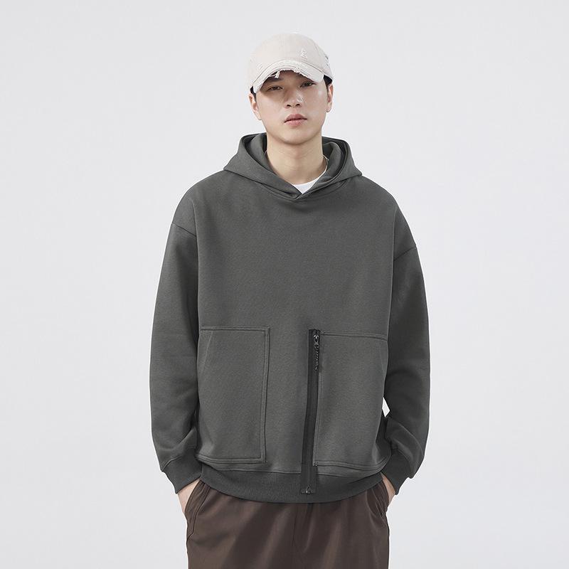 Осенняя толстовка с капюшоном мужская новая весенне-осенняя однотонная толстовка мальчиковая верхняя одежда американский хай-стрит свободная тонкая куртка