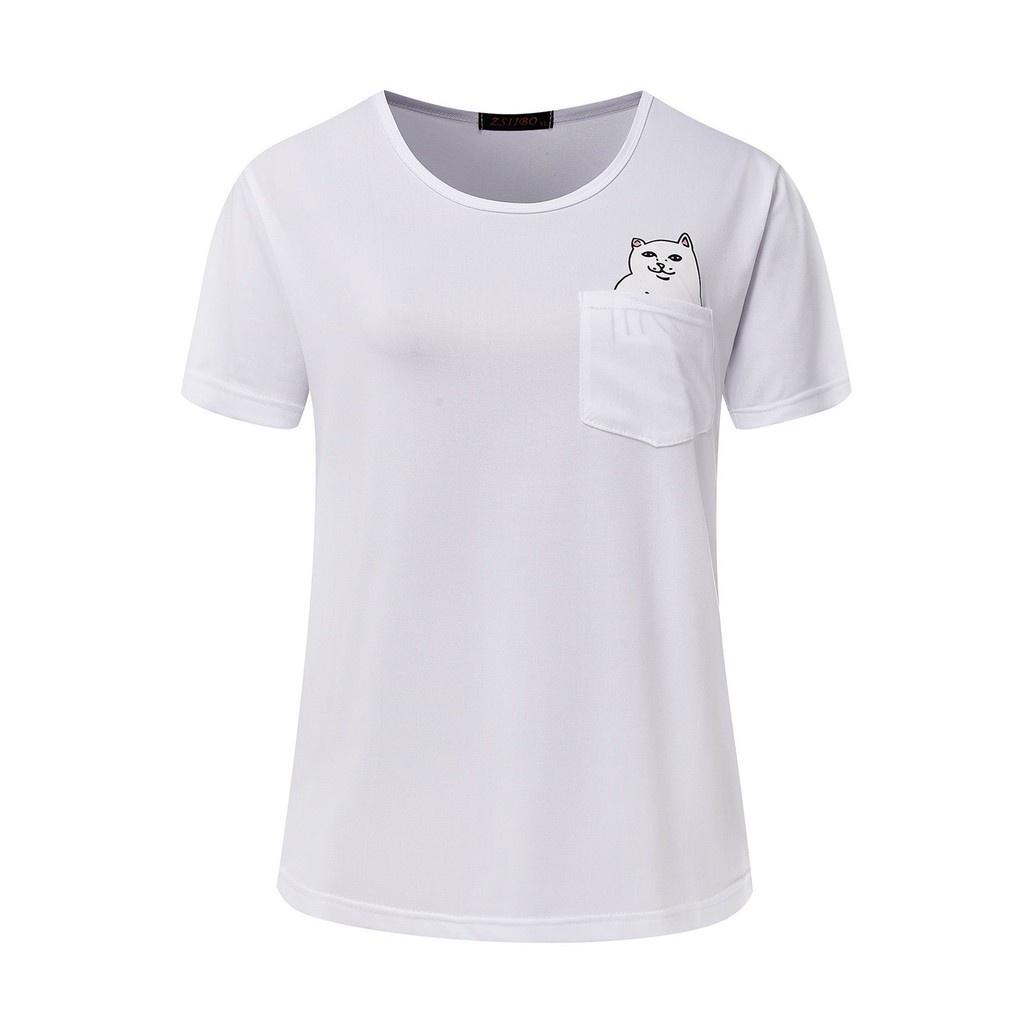 Pure Cotton Casual T Shirt For Men With Cartoon Cat Print Summer Tee