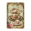 Vintage Floral Teacups Metal Tin Sign - Perfect for Tea Rooms & Coffee Shops, Classic Decor, 20.32x30.48 Cm