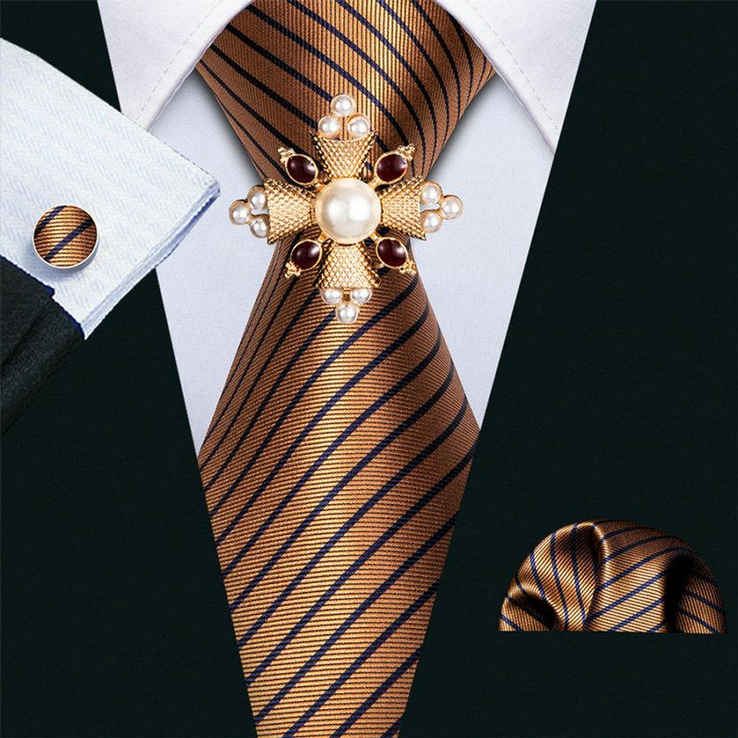 16 стилей галстука для мужчин, тканый галстук с узором пейсли и жемчужной брошью, носовой платок, запонки, комплект, свадебный формальный комплект