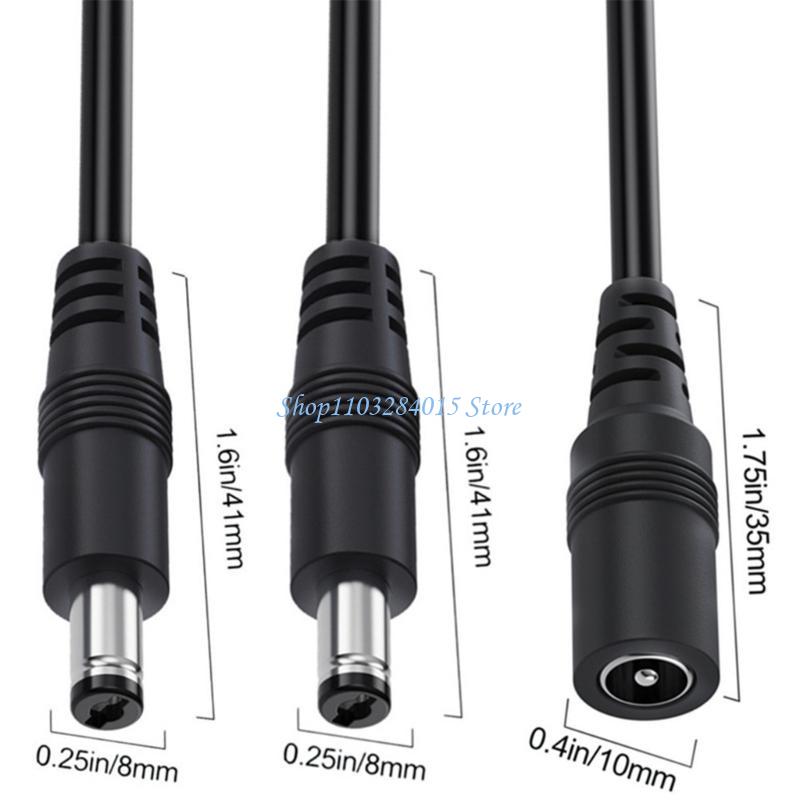 R6FF Y Splitter Cable 5.5x2.1mm/5.5x2.5mm 1 Female to 2 Male Power Adapter Line Connectors Cord Wire for Routers Speaker