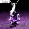 Ожерелье с подвеской Huitan Purple Cub Zirconia для женщин, серебряная цепочка, модные элегантные женские аксессуары, ювелирные изделия для вечеринок
