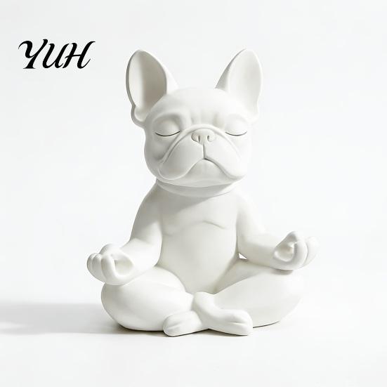 Minimalist Eyeglass Display 3D Printed Bulldog Stand, Creative Meditation Dog Glasses Holder, Stable Desktop Ornament Eyewear Stand for Home