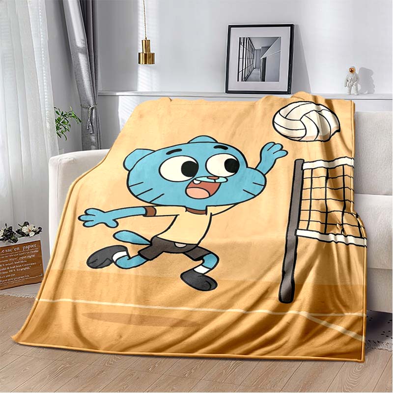The Amazing World of Gumball Print Flannel Throw Blanket Soft Warm Cartoon Bed Sofa Cover for Kids Bedroom Home Decor Gift