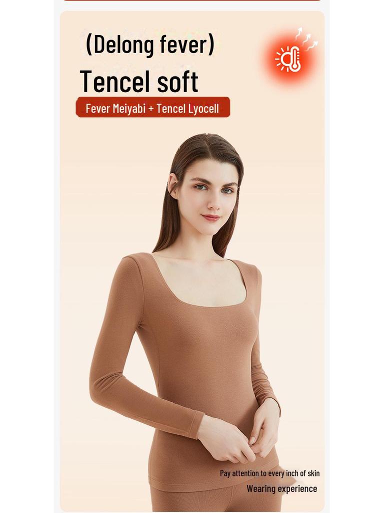 Комплект женского термобелья Meiyabi: Верх и низ из утолщенного немецкого бархата с функцией самонагрева для осени.