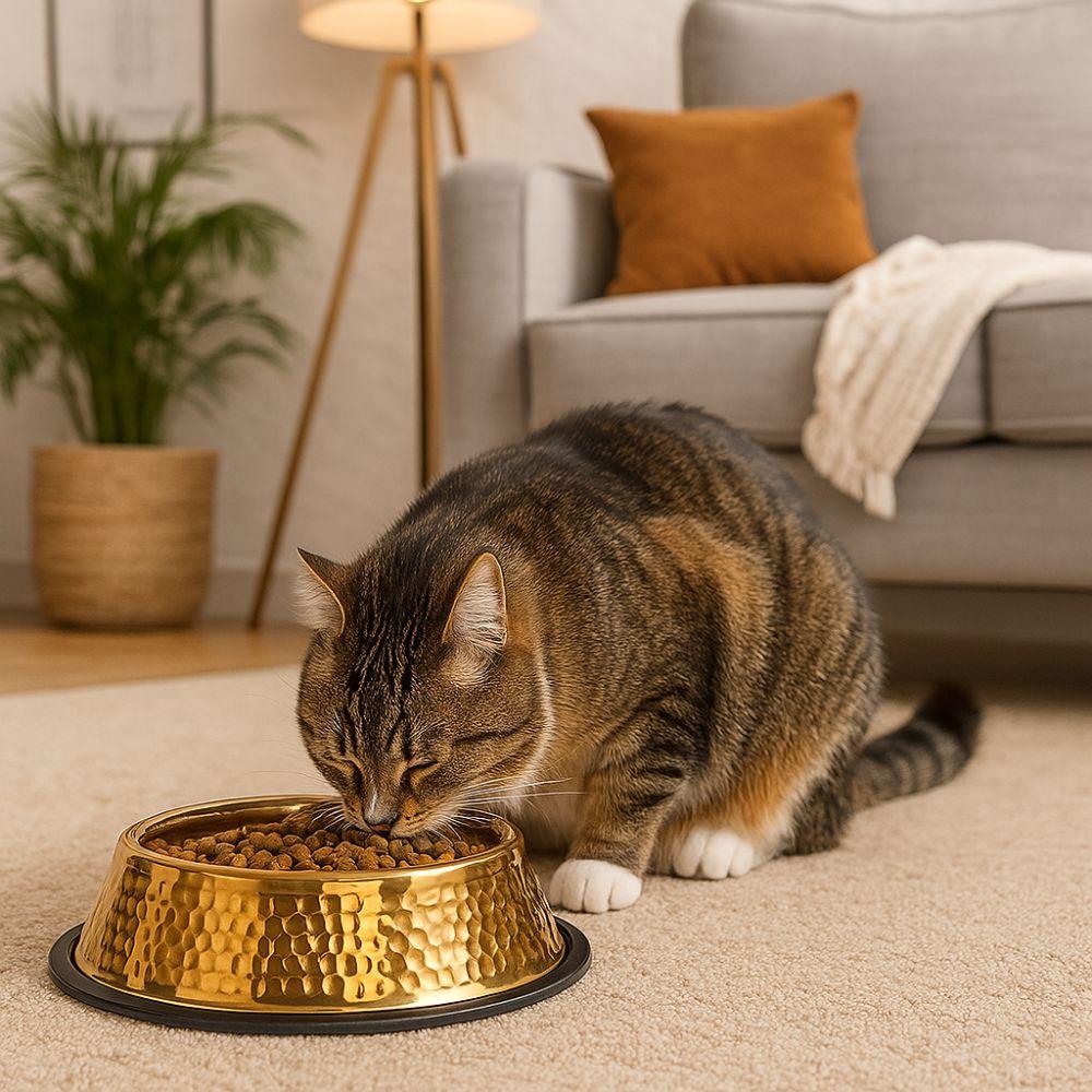 Stainless Steel Pet Feeding Bowl Gold Plated Cat Food Dish Anti-fall Dog Food Basin for Feeding