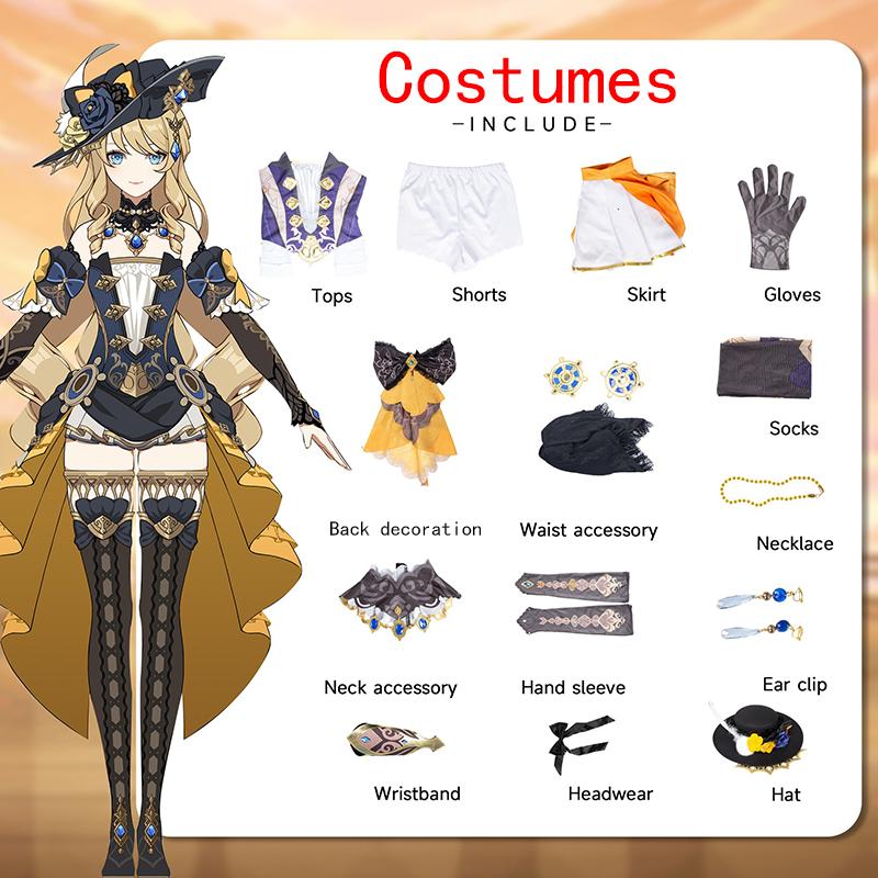 Ysir Navia Cos Костюм Genshin Impact Fengdan Игровой костюм Полный комплект аниме Косплей Женский