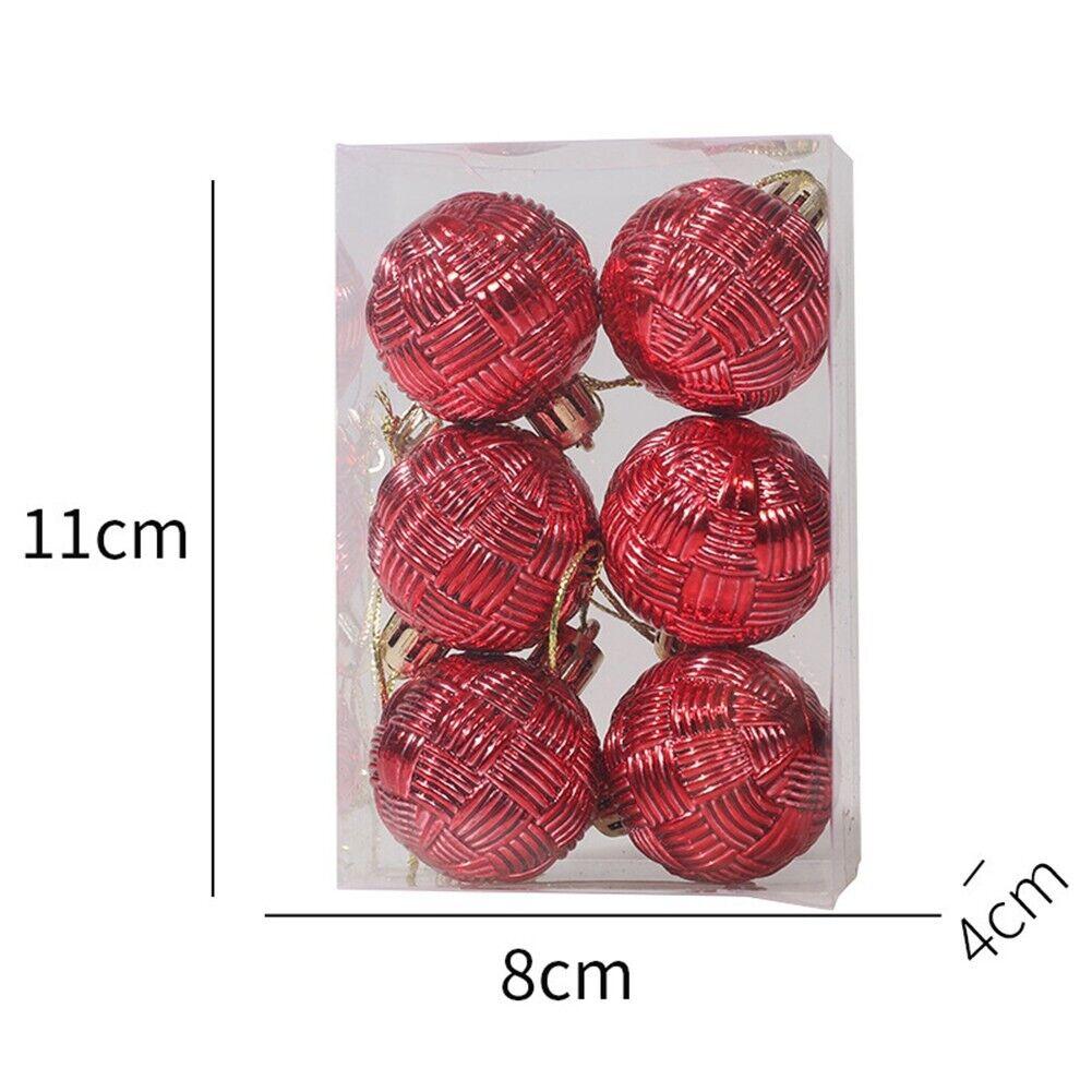 6PCS Christmas Hanging Ball Ornaments Shatterproof Xmas Tree Ornaments Kit Christmas Decorations Balls for Holiday Wedding Party Decor