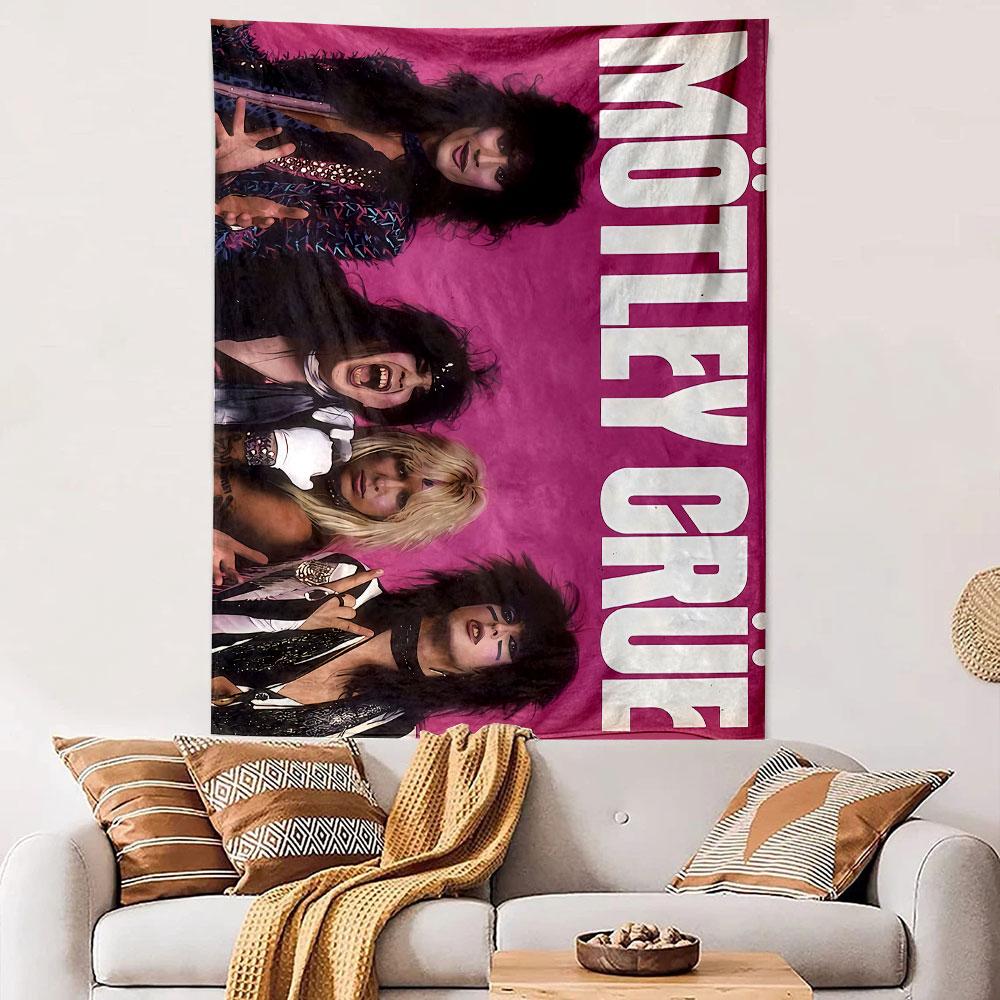 Motley Crue Tapestry Wall Hanging, Glam Metal Band, Wall Decor for Bedroom Living Room Dorm