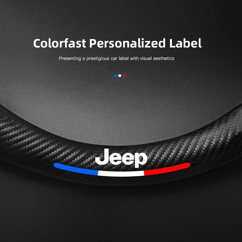 For Jeep 38CM Anti Slip Car Steering Wheel Cover Carbon Fibre Texture For Jeep Grand Cherokee Wrangler JK Gladiator Compass R