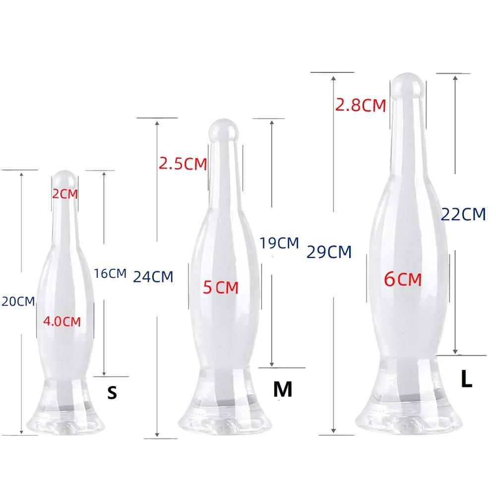 20-29см Кристально-голубая ваза Анальная пробка Задняя пробка Здоровье Мягкий TPE материал Форма пивной бутылки Анальный дилдо Игрушка для анального секса для взрослых для женщин