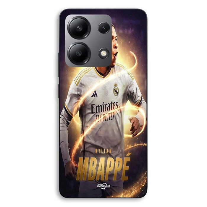 Coque de téléphone - MANIACASE - Xiaomi Redmi Note 13 4G - Silicone TPU - Noir - Kylian Mbappé Real Madrid