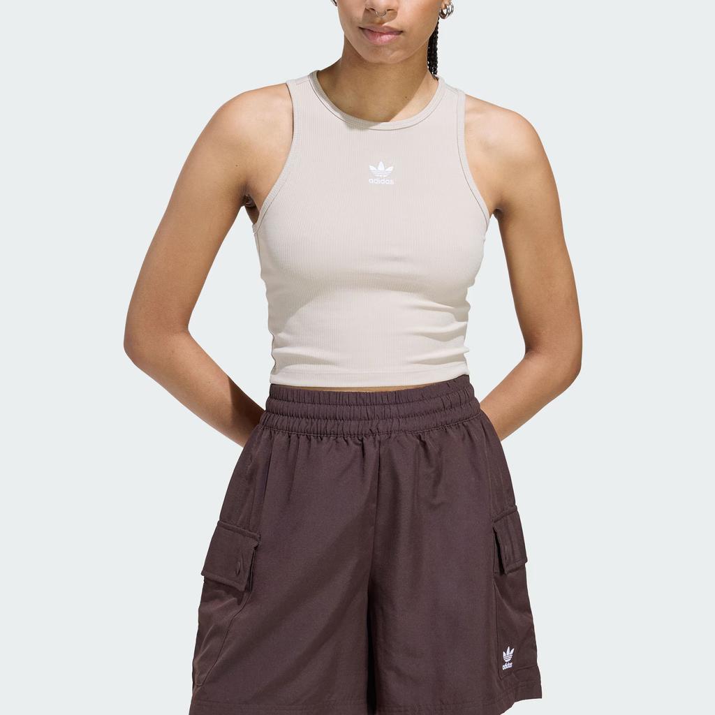 adidas Originals Essentials Облегающий спортивный топ-майка в рубчик с круглым вырезом Женские топы KD3822