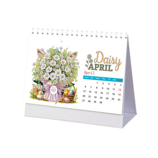 2026 Сделай сам настольный календарь Настольный календарь с алмазной мозаикой Стоящий месячный календарь-планировщик