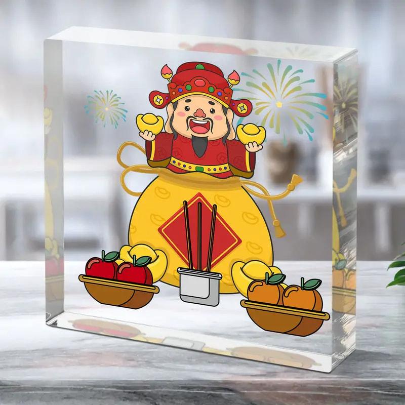 Best-Selling God Wealth Plastic Standing New Year's Acrylic Desktop Decorative Item Thanksgiving Holiday Blessing Item
