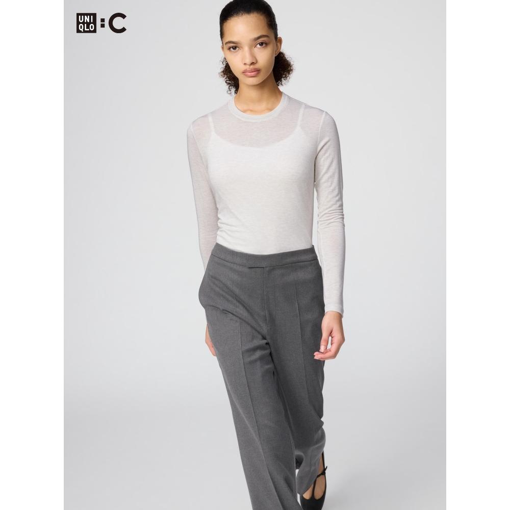 Uniqlo Футболка HeaTTech Cashmere Blend с круглым вырезом и длинным рукавом, очень теплая