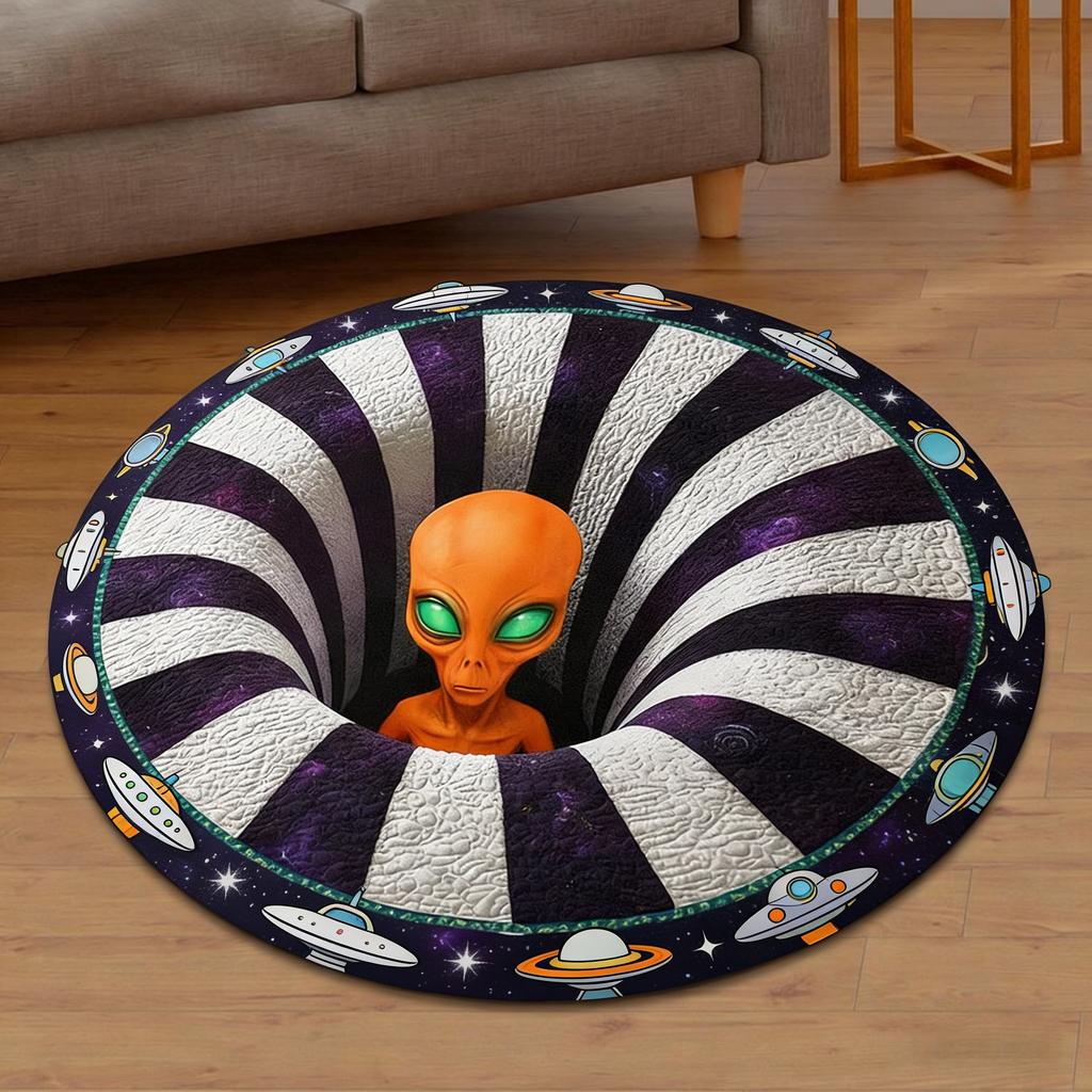 Alien Carpet Crystal Velvet Living Room Coffee Table Decoration Stain-resistant Anti-slip 3D Visual Floor Mat Bedroom Bedside Blanket