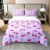 Red Cherry Printed Bedding Set Cartoon Tropical Fruit Duvet Set Three-Piece Set