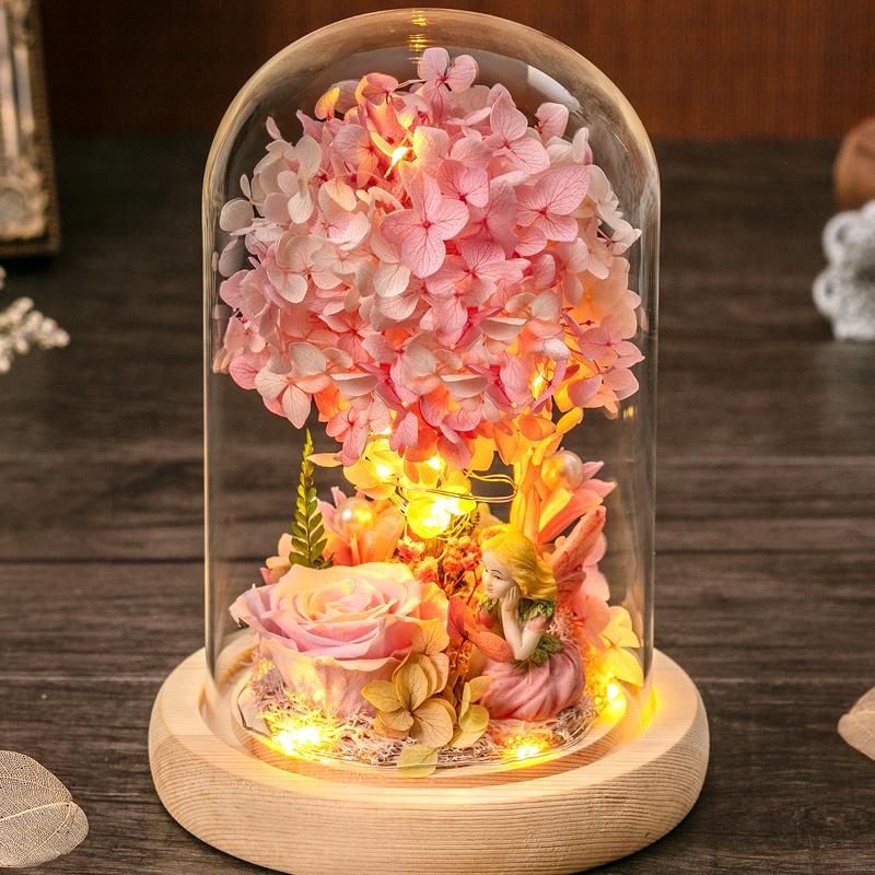 Eternal Dried Roses Glass Dome Gift Box - Perfect for Valentine's, Birthdays, and Special Occasions.