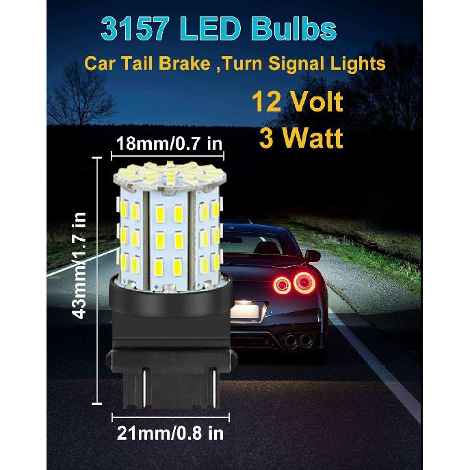 6-Pack 3157 LED Bulbs - Super Bright Backup Reverse Lights, 6000K Xenon White, 12V Compatible with 3156/3056/4157/3057/3047 for Car Tail Brake Turn
