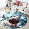 Круглый ковер с изображением нападения акулы, Ковер для гостиной, спальни, дивана, игровой комнаты, Нескользящий коврик