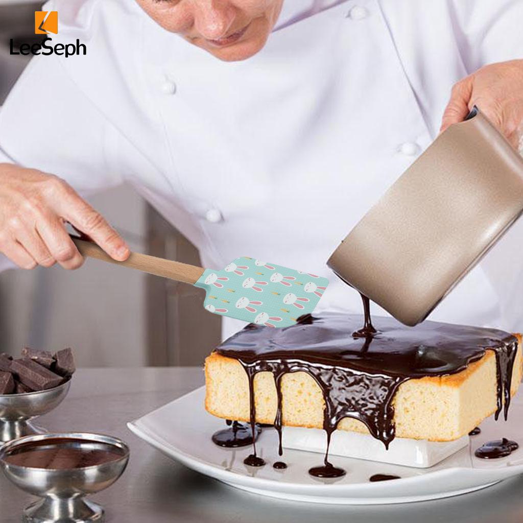 Набор из 10 симпатичных силиконовых лопаток для выпечки Leeseph, лопатка для украшения торта с деревянной ручкой, для выпечки на кухне и Рождества