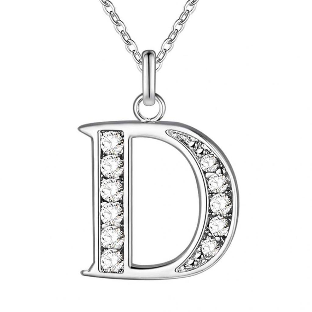 Simple Shiny Zircon 26 English Letters Pendant Women Men Thin Necklaces Jewelry MIT