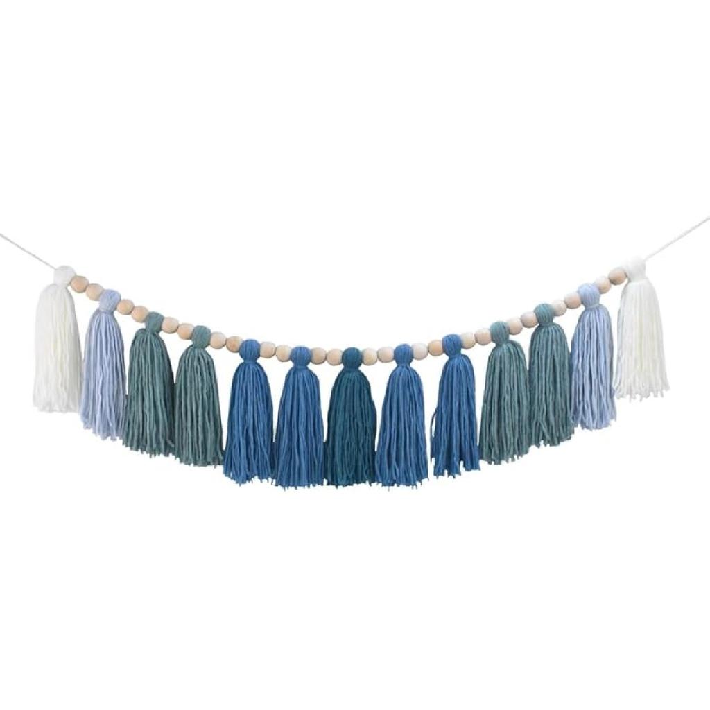 DrCor Pastel Rainbow Boho Tassel Garland – Handmade Colorful Yarn Banner for Nursery, Kids Bedroom, Baby Shower, Birthday Party Backdrop, Dorm,