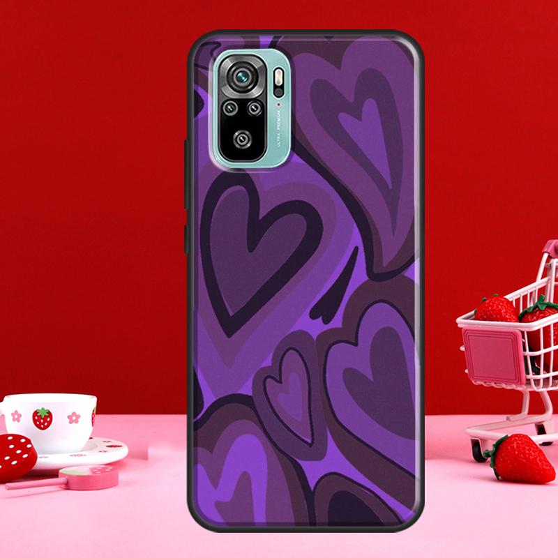 Коричневый Фиолетовые Сердца С Вихревым Узором Чехол Для Xiaomi Redmi Note 11 Pro Note 10 9 8 Pro 11S 9S 10S Чехол Для Redmi 10 9 9A 9C 9T