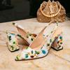 Хуэйчжоу женские босоножки на высоком каблуке женская мода разноцветные с острым носком на толстом каблуке босоножки на высоком каблуке женские