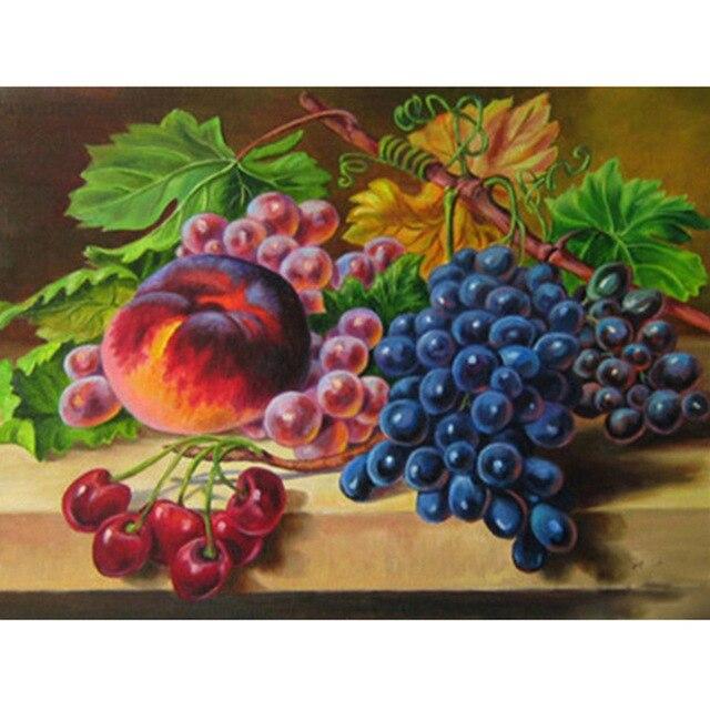 DIY 5D Diamond Painting Fruit Cross Stitch Mosaic Diamond Embroidery Full Round Picture of Rhinestone Kitchen Home Decor