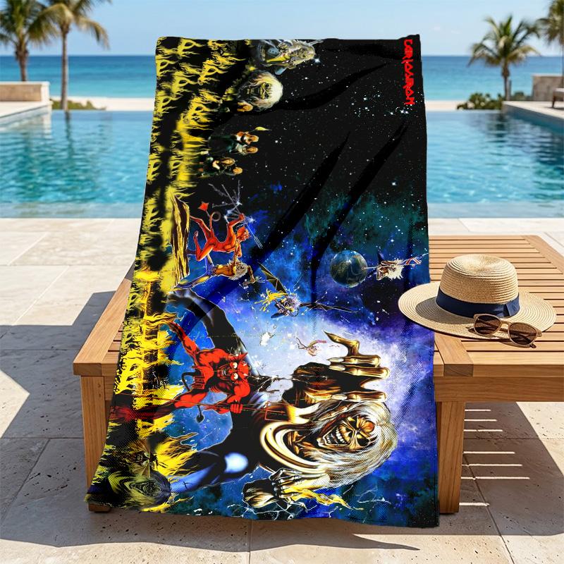 Eddie'S Universe Stylish Digital Printing Beach Towel Quick‑Drying Absorbent Blanket for Beach Pool Gym Travel