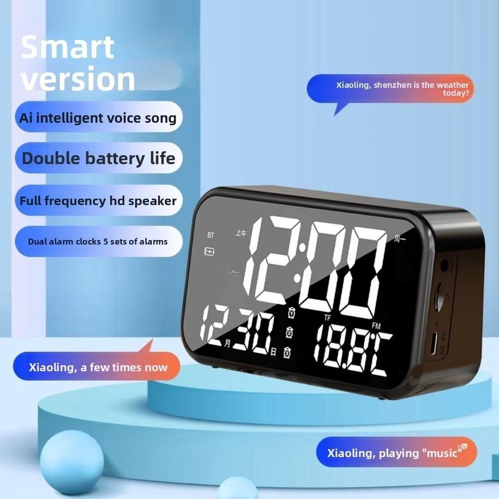 Large Mirror Alarm Clock Rechargeable Electronic Clock Smart LED Display Clock Travel