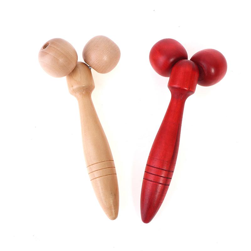 Портативный роликовый массажер, деревянный двухколесный массажер для лица